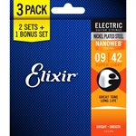 ELIXIR - 16540 - Nanoweb Coated Electric Guitar Strings Super Light 9-42 - 3-Pack