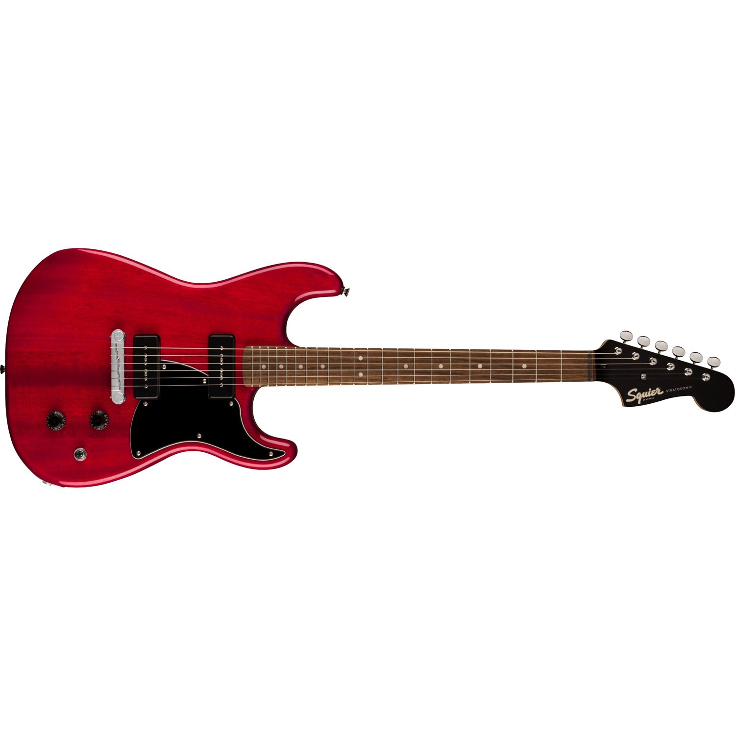 FENDER - Paranormal Strat-O-Sonic, Touche en laurier, Pickguard noir - Crimson Red Transparent