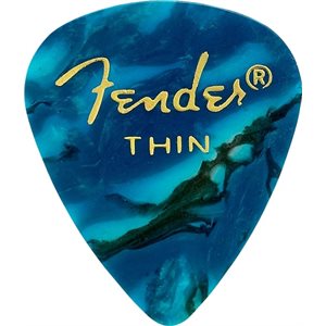 FENDER - 351 SHAPE PREMIUM CELLULOID PICKS - Pack de 12 médiators - fins - Ocean Turquoise