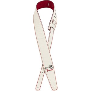 FENDER - John 5 Leather Strap - White and Red