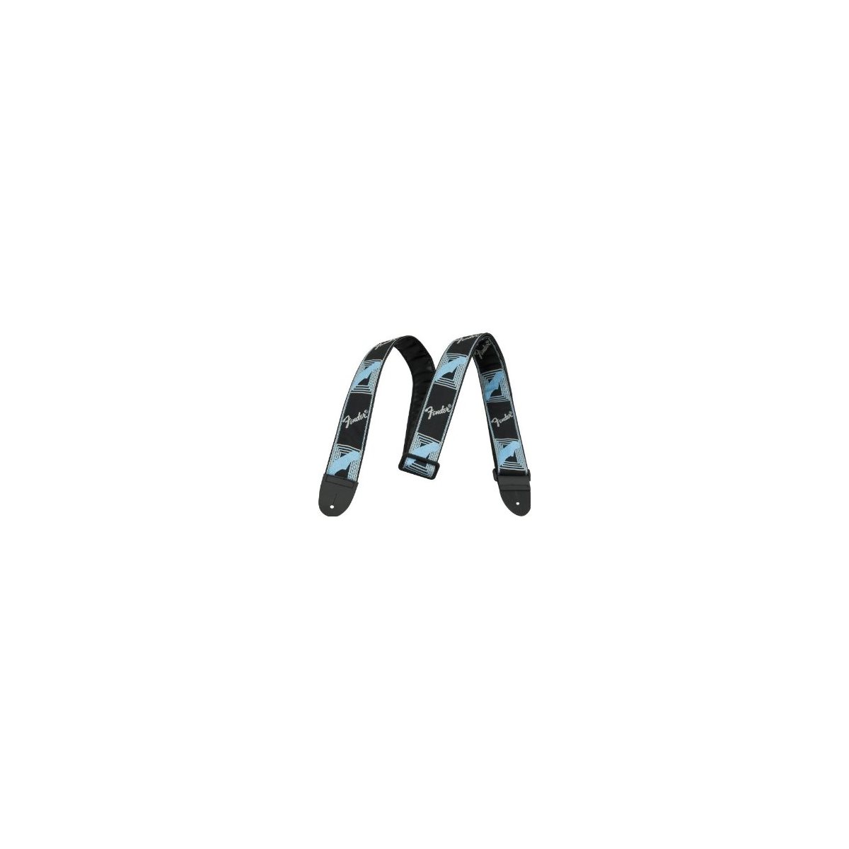 FENDER - 2” Monogrammed Strap (Black / Light Grey / Blue)