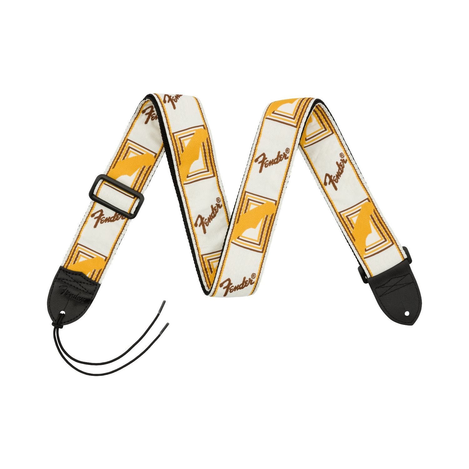 FENDER - 2'' Monogrammed Strap (White / Brown / Yellow)