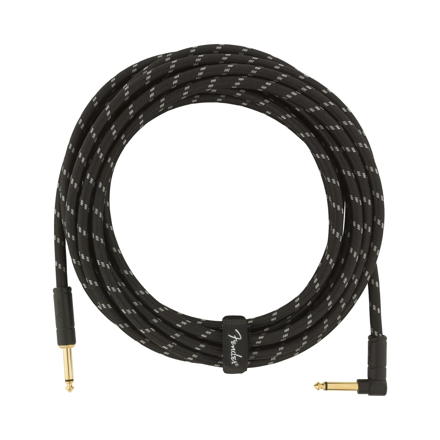 FENDER - Deluxe Series Instrument Cable, Straight / Angle, 18.6' - Black Tweed