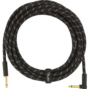 FENDER - Deluxe Series Instrument Cable, Straight / Angle, 18.6' - Black Tweed