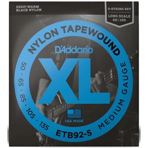 D'ADDARIO - ETB92-5 - Cordes de basse électrique à 5 cordes à long diapason - tapewound - 50-135