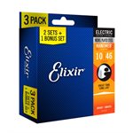 ELIXIR - 16542 - Nanoweb Coated Electric Guitar Strings 10-46 - 3-PACK