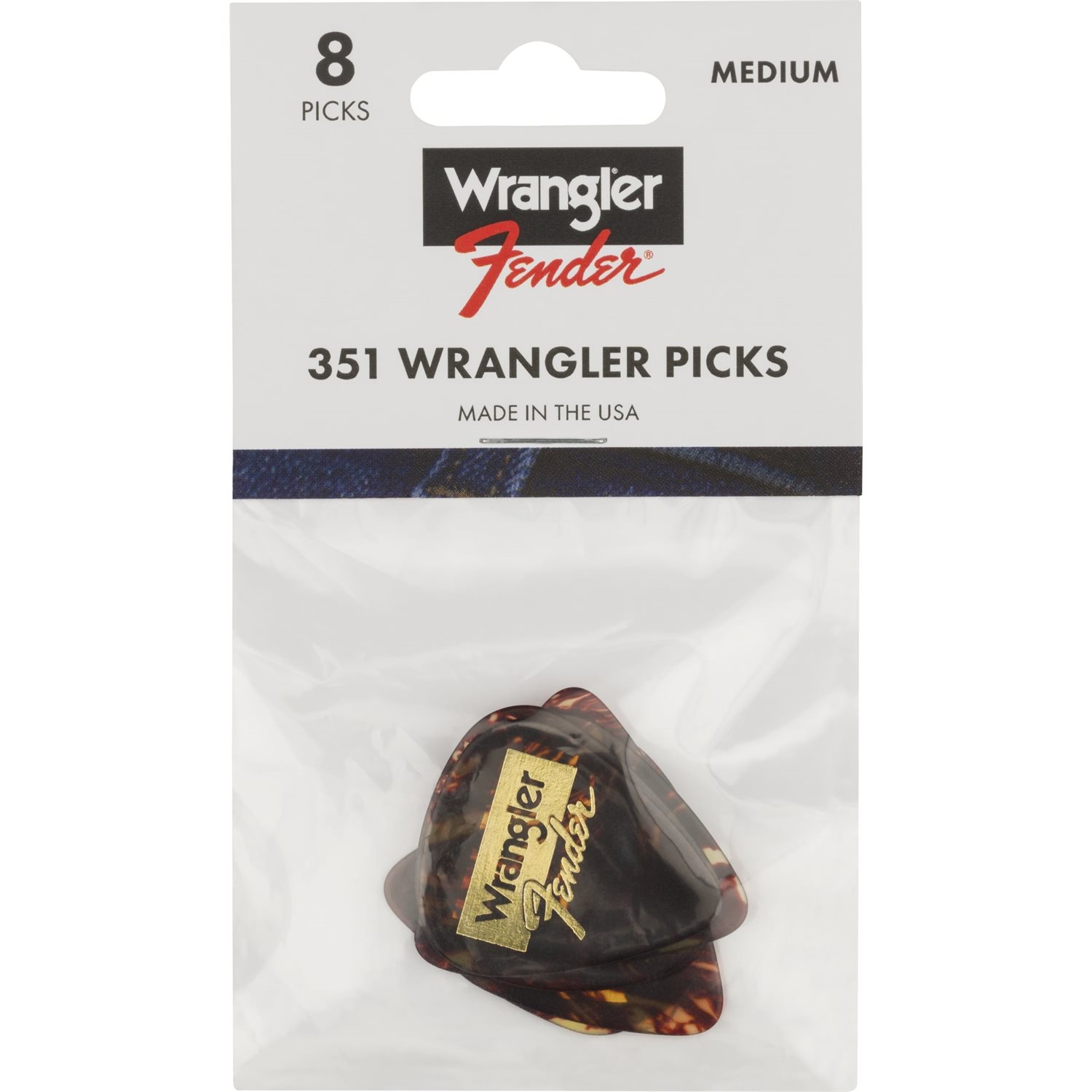 FENDER - WRANGLER® PICKS, 351 SHAPE, TORTOISESHELL, 8 pack