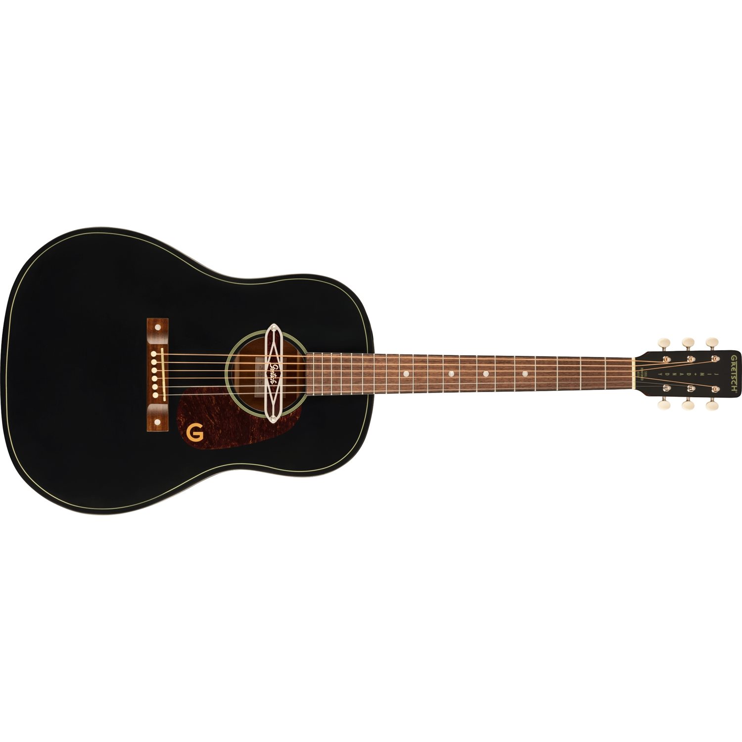 GRETSCH - Deltoluxe Dreadnought, Touche Noyer, Pickguard écaille de Tortue - Black Top