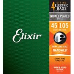 Elixir - 14087 - Cordes de Basse Électrique en Acier Nickelé - échelle extra longue - Revêtement NANOWEB - 45-105