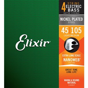 Elixir - 14087 - Electric Bass Nickel Plated Steel - extra long scale - NANOWEB Coating - 45-105