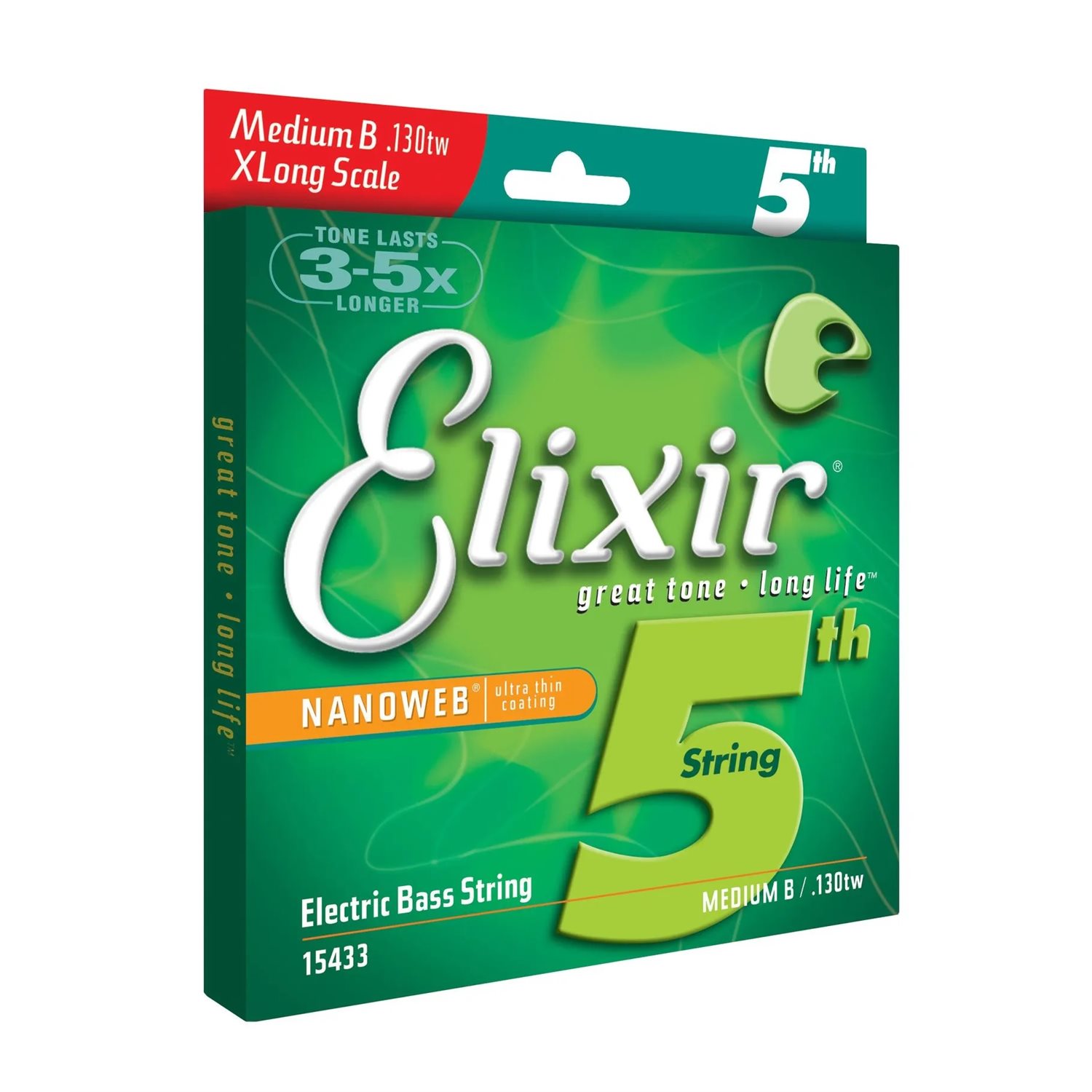 ELIXIR - 15433 - Cordes de basse électrique Taperwound NanoWeb Coated .130 diapason extra long