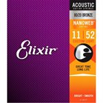 ELIXIR - 16538 - CORDES DE GUITARE ACOUSTIQUES AVEC REVÊTEMENT NANOWEB - 80 / 20 BRONZE - 11-52 - 3-pack