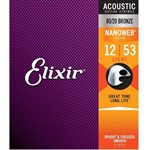 ELIXIR - 16539 - NANOWEB COATING ACOUSTIC strings - 80 / 20 BRONZE - 12-53 - 3-pack