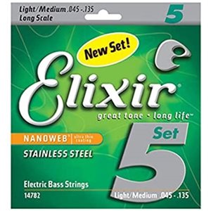 ELIXIR - 14782 - Electric Bass Stainless Steel Nanoweb 5 String 45-135