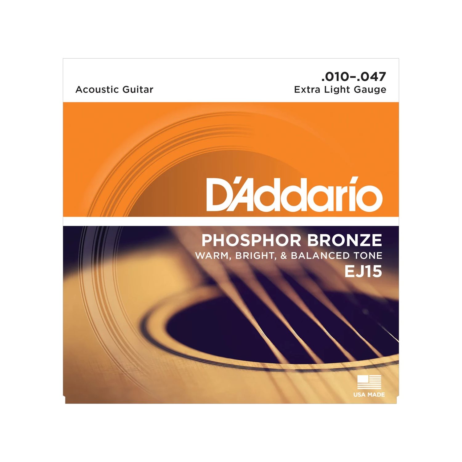 D'ADDARIO - EJ15 - Acoustic Guitar Strings - Phosphor Bronze - 10-47