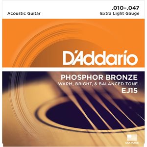 D'ADDARIO - EJ15 - Cordes de guitare acoustique - Phosphor Bronze - 10-47