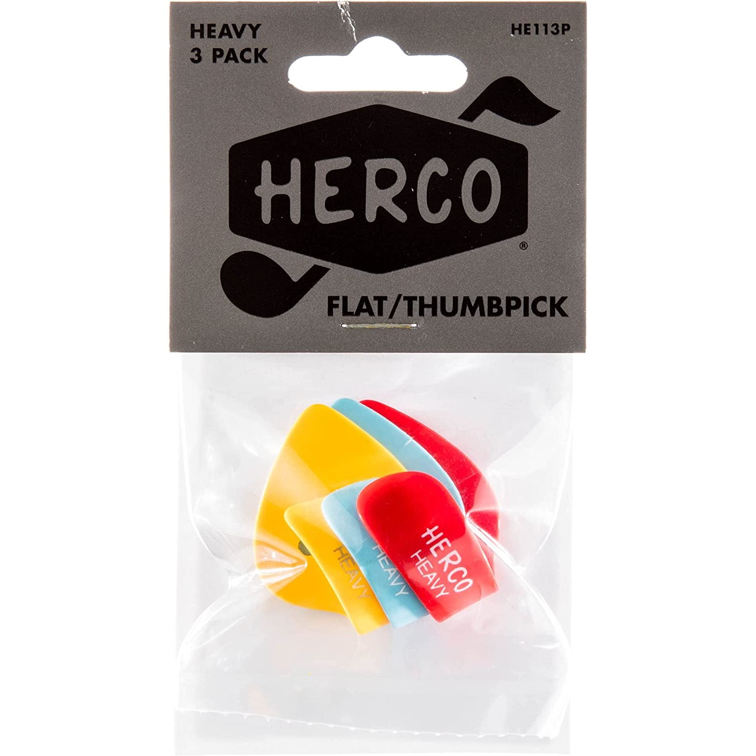 HERCO - HE113P - FLAT / THUMBPICKS, HEAVY - 3 PACK