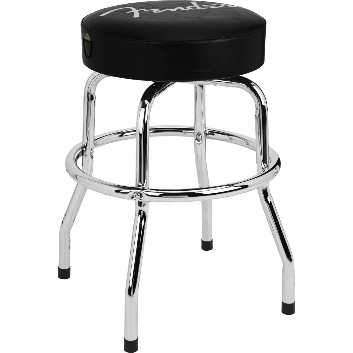 FENDER - Fender™ Spaghetti Logo Pick Pouch Barstool, Black / Chrome, 24''