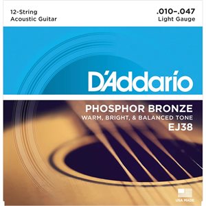 D'ADDARIO - EJ38 - cordes de guitare acoustique - 12 cordes - 10-47