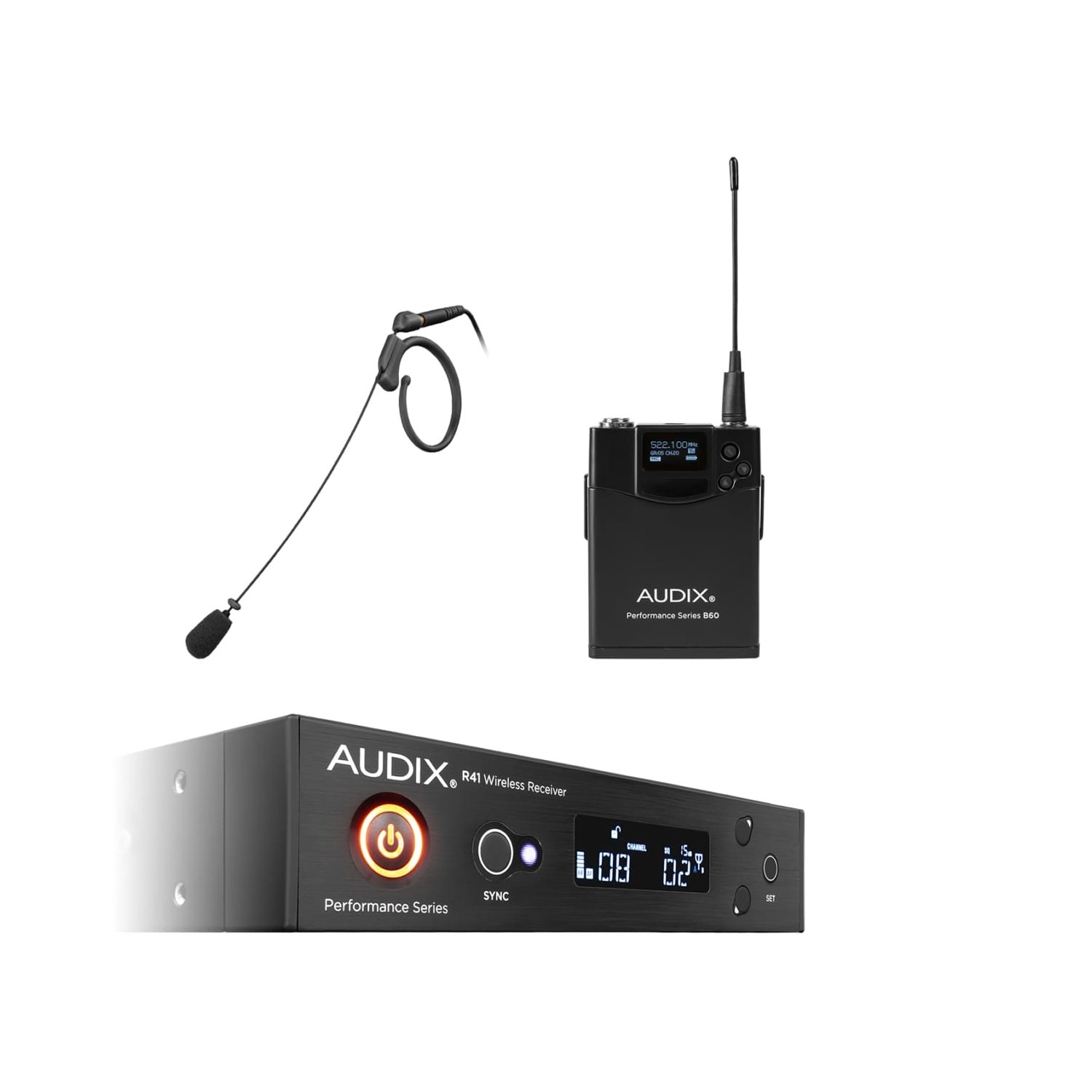 AUDIX - AP41HT7B - WIRELESS MICROPHONE SYSTEM – R41 DIVERSITY RECEIVER, B60 BODYPACK WITH HT7 HEADWORN MICROPHONE