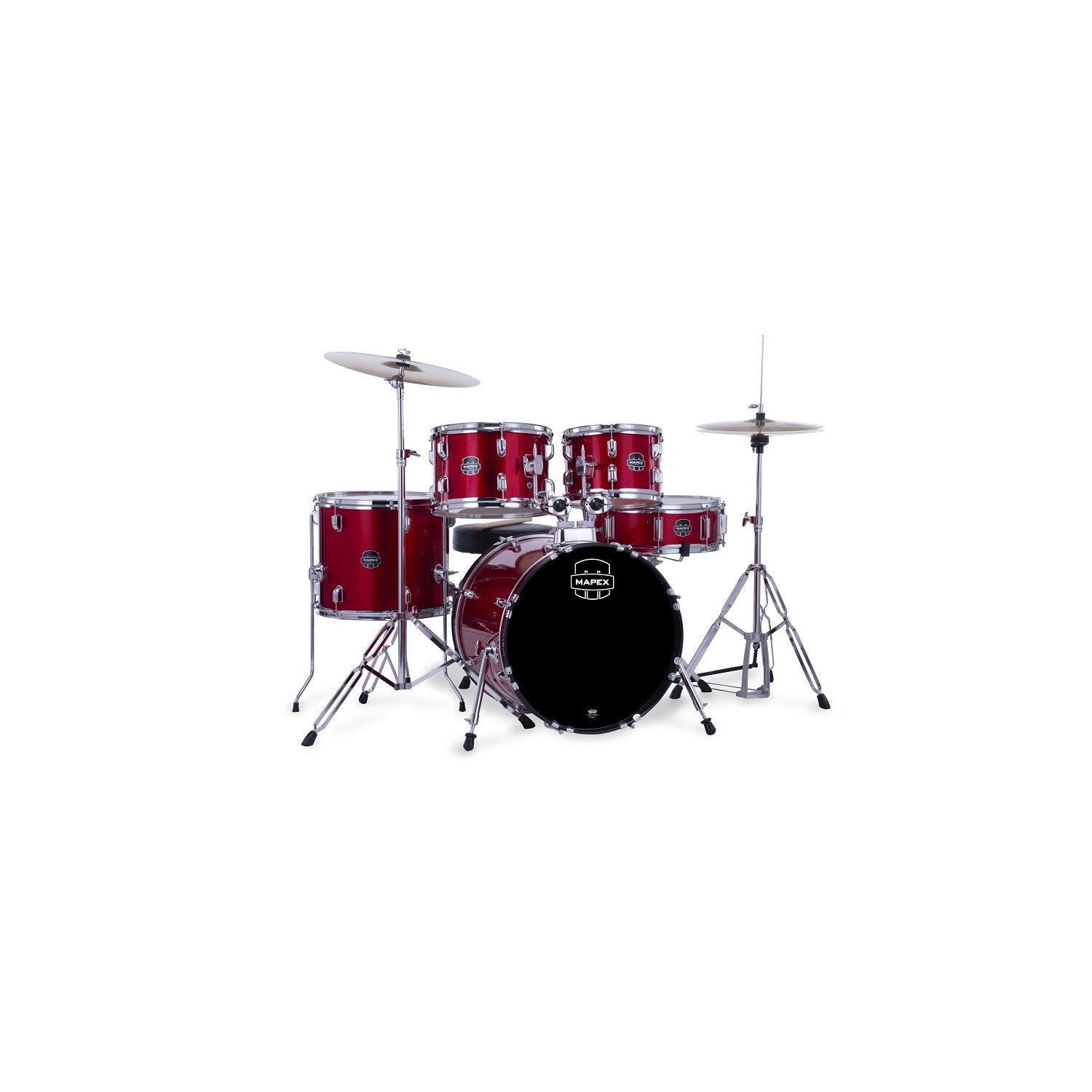 MAPEX - Comet 5-Piece Drum Kit (20,10,12,14,SD) with Cymbals and Hardware - Infra Red