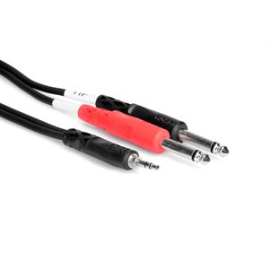 HOSA - CMP153 - Stereo Breakout Cable - 3.5mm TRS Male to Left and Right 1 / 4-inch TS Male - 3''