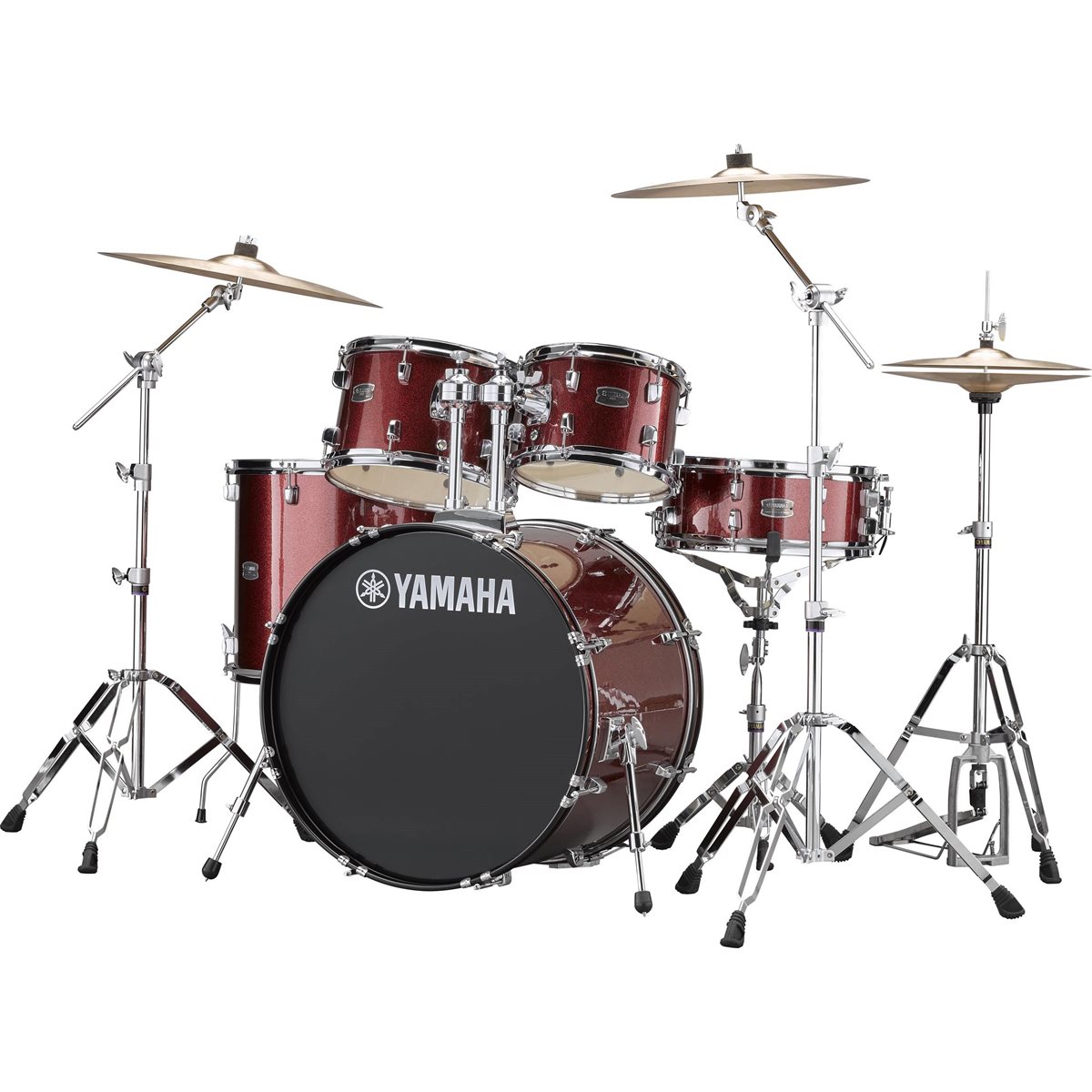 YAMAHA - RYDEEN - Ensemble de batterie 5-Pieces avec quincaillerie (22,10,12,16,Snare) - Burgundy Glitter