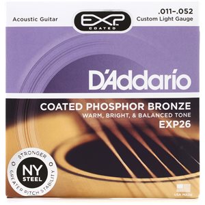 D'ADDARIO - EXP26 - Coated ACOUSTIC Guitar Strings - Custom Light 11-52