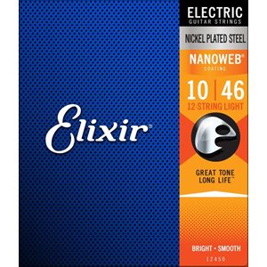 ELIXIR - 12450 - Cordes de guitare electrique avec revêtement Nanoweb - 12 cordes - 10-46