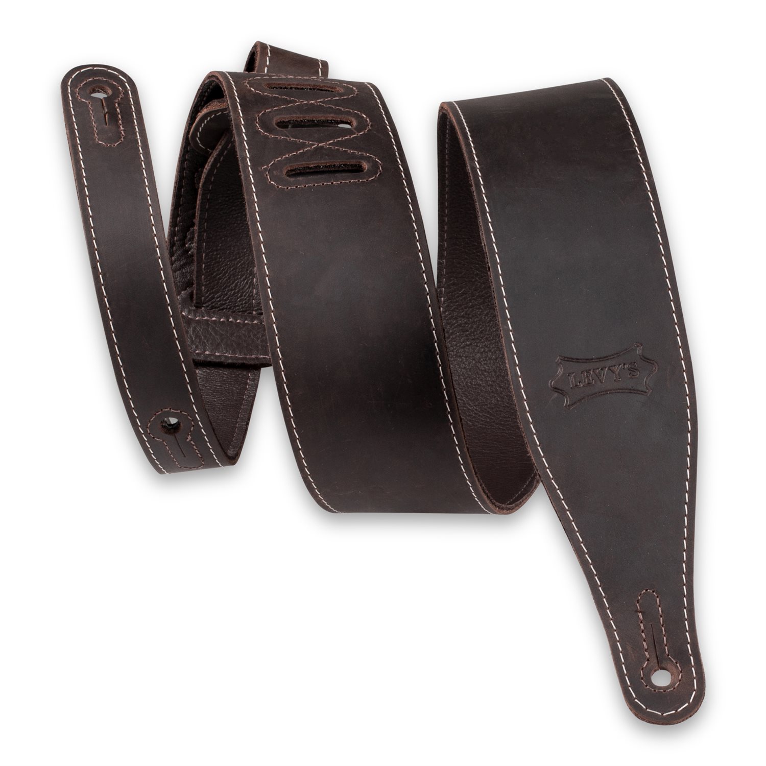 LEVY'S - M17BAS-DBR - 2.5'' Pull- Butter Leather Guitar Strap – Brown