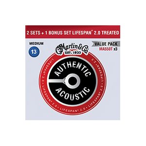 MARTIN - MA550T-3PK - AUTHENTIC LIFESPAN 2.0 TREATED SP acoustic guitar strings - 13-56 - 3-PACK