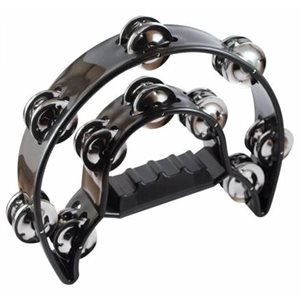 MANO - MPTDC-BK - Black Tambourine Double Cutaway with 20 Pairs of Jingles