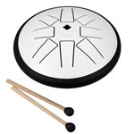 SELA PERCUSSION - SE363 - TAMBOUR À LANGUETTE MÉTALLIQUE 6“ Sol mineur Pentatonique Blanc