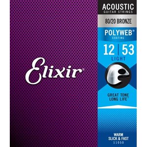 Elixir - 11150 - Acoustic guitar strings with Polyweb Coating - 80 / 20 Bronze - 10-47