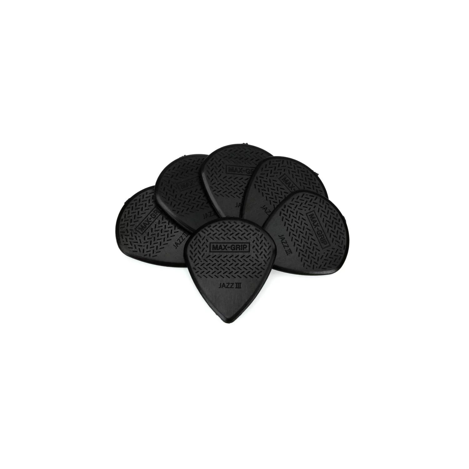 DUNLOP - 471P3S - Médiators pour guitare Nylon Max-Grip Jazz III - noir - ensemble de 6 pick