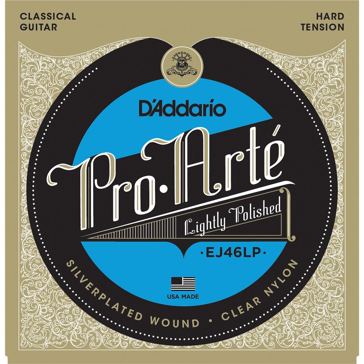 D'ADDARIO - EJ46LP - CLASSICAL GUITAR STRINGS - lightly polished - hard TENSION