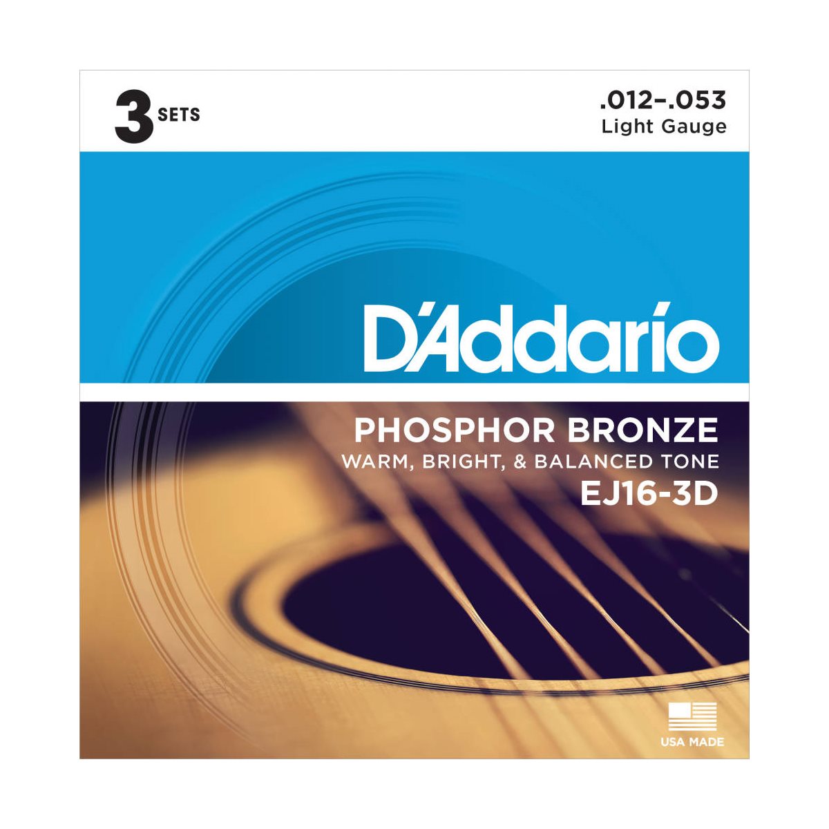 D'ADDARIO - EJ16-3D - Cordes de guitare acoustique - 12-53 - 3 pack