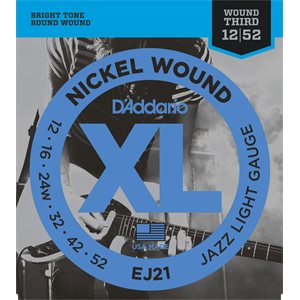 D'ADDARIO - EJ21 - electric guitar strings - wound 3rd string - 12-52