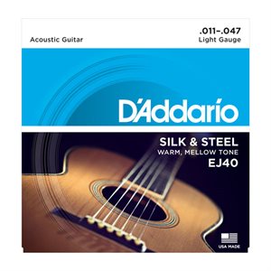 D'ADDARIO - EJ40 - guitare acoustique cordes Silk & Steel - 11-47