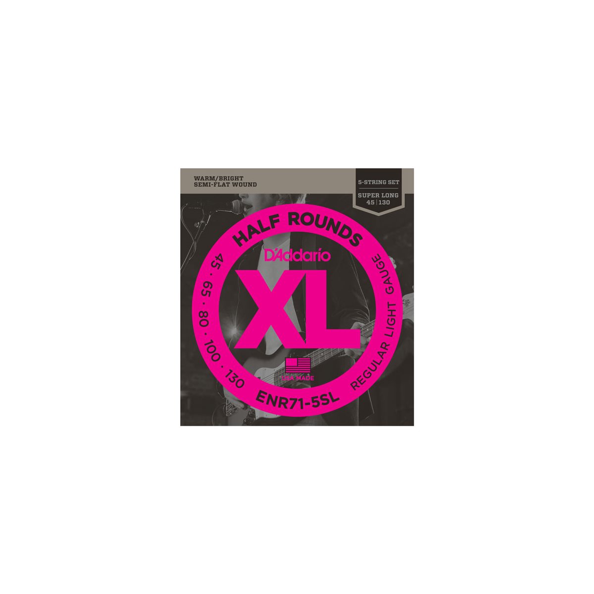 D'ADDARIO - ENR71-5SL - cordes de basse électrique - 5 cordes - super long scale - Half Round - 45-130