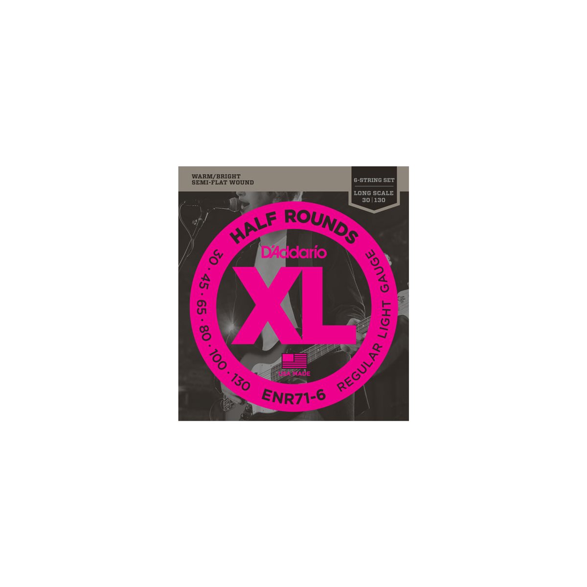 D'ADDARIO - ENR71-6 - Half Round - 6-string set for bass - long scale - 30-130