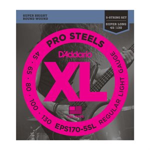 D'ADDARIO - EPS170-5SL - cordes de basse électrique ProSteels - 5 cordes - Super Long scale - 45-130