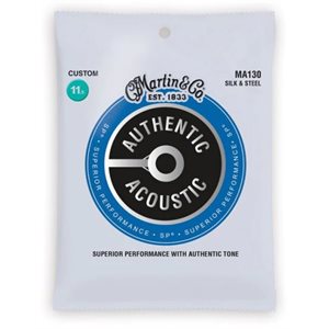 MARTIN - MA130 - Authentic Acoustic Superior Performance Silk and Steel Guitar Strings - .0115-.047 Custom