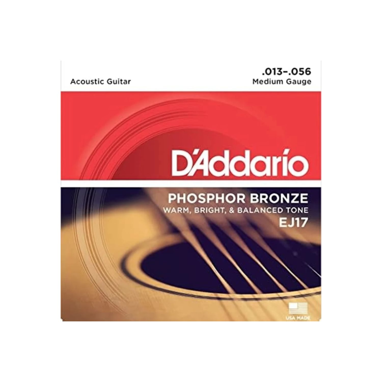 D'ADDARIO - EJ17 - Acoustic Guitar Strings - Phosphor Bronze - 13-56