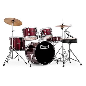 MAPEX - TND5044TCDR - Tornado 5-Piece Drum Kit (20,10,12,14,SD) with Cymbals and Hardware - Burgundy