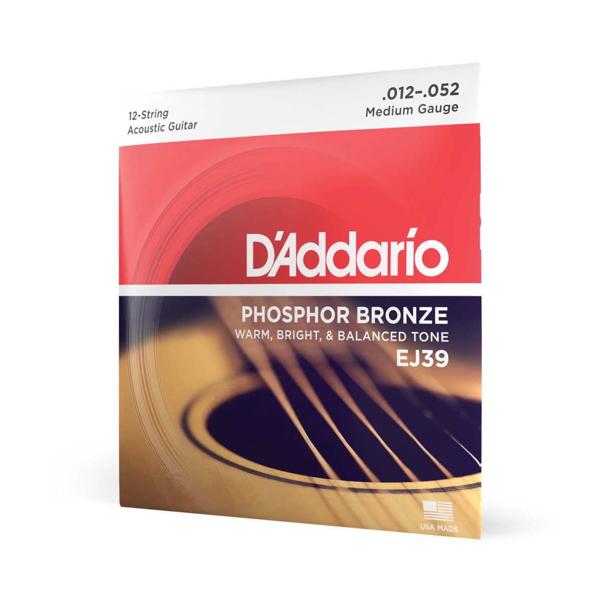 D'ADDARIO - EJ39 - cordes de guitare acoustique - Phosphor Bronze - 12 cordes - 12-52