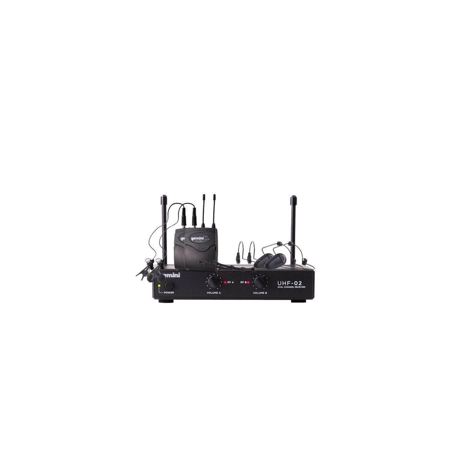 GEMINI - UHF-02HL-S34 - Dual-Channel UHF Wireless Microphone System - Lavalier / headset