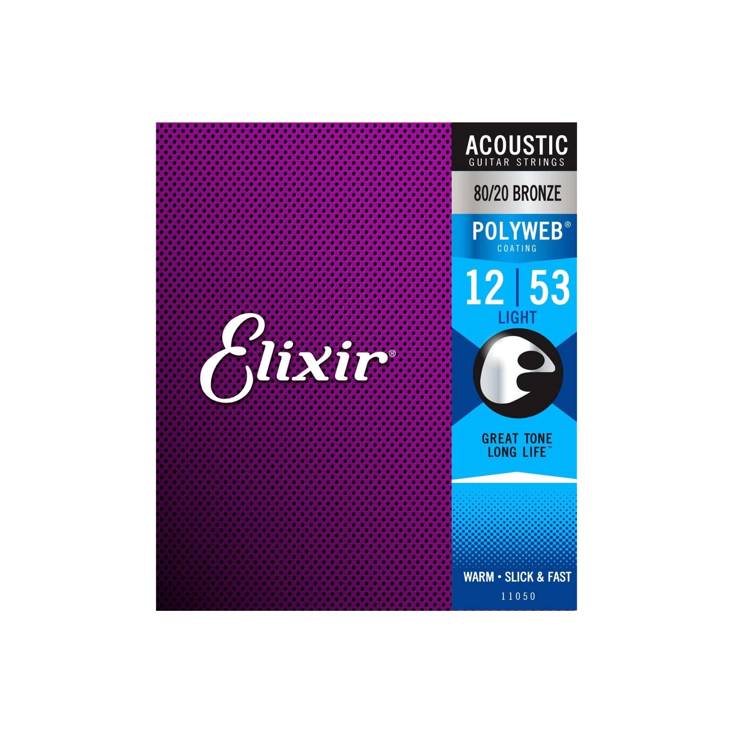 Elixir - 11050 - acoustic guitar strings - 80 / 20 Bronze - Polyweb - 12-53