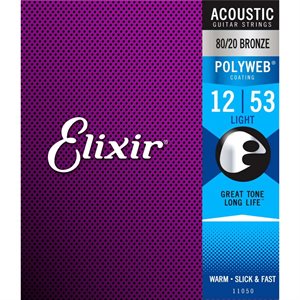 Elixir - 11050 - acoustic guitar strings - 80 / 20 Bronze - Polyweb - 12-53